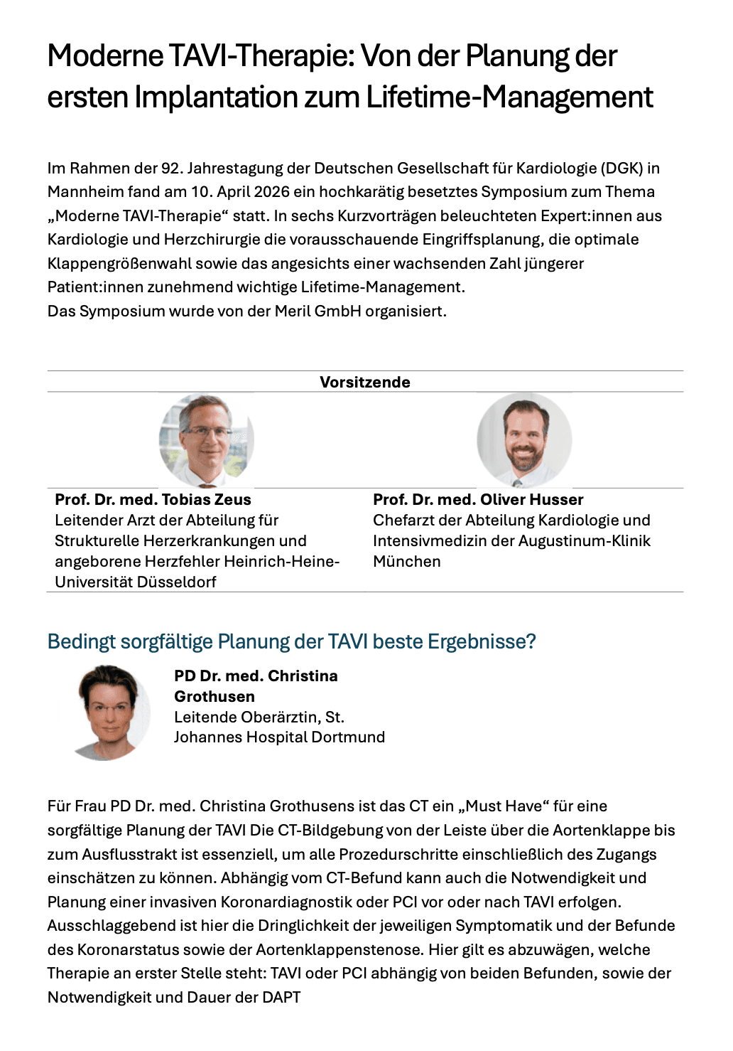 TAVI Symposium Nachbericht